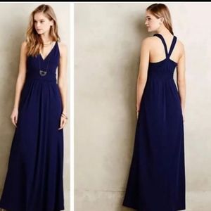 Anthropologie navy formal long dress sz 8